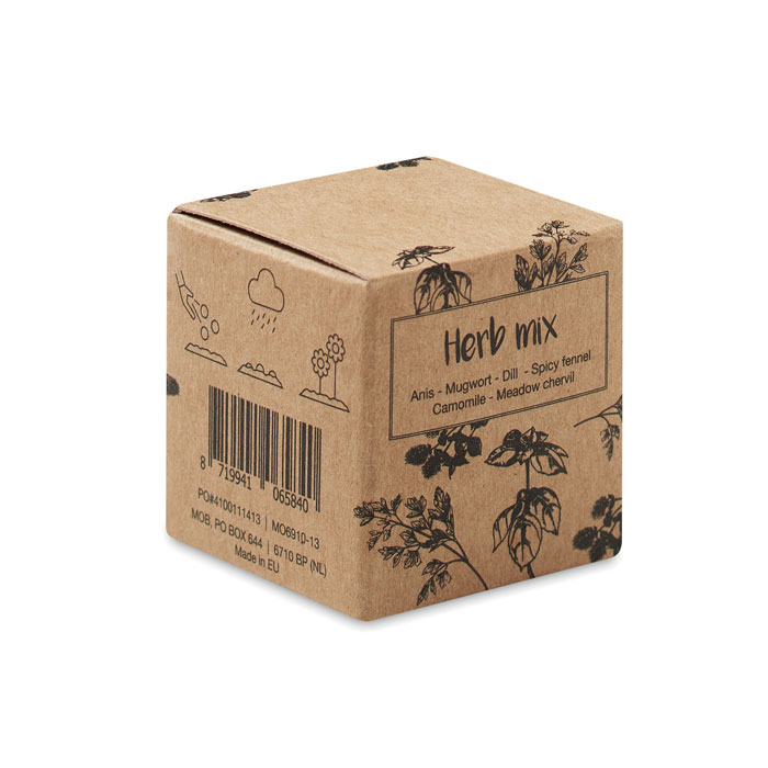 Herb seed bomb in carton box Beige item picture side
