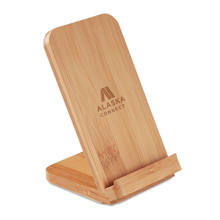 Bamboo wireless charge stand5W Legno item picture printed