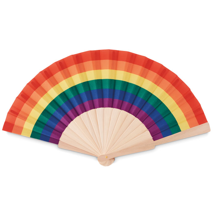Rainbow wooden hand fan Multicolore item picture front