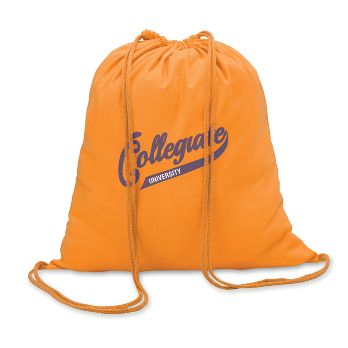 100gr/m² cotton drawstring bag Arancio item picture printed