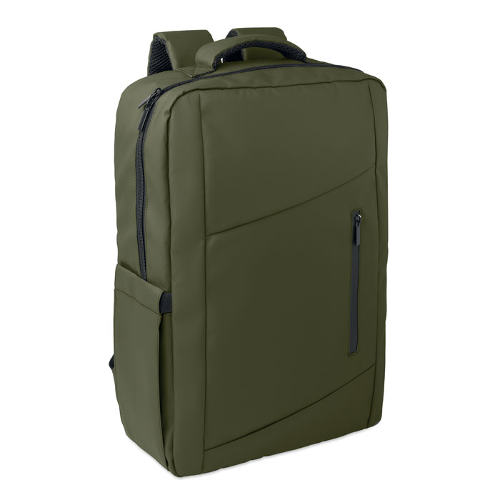 15" PU RPET laptop backpack Verde Militare item picture front