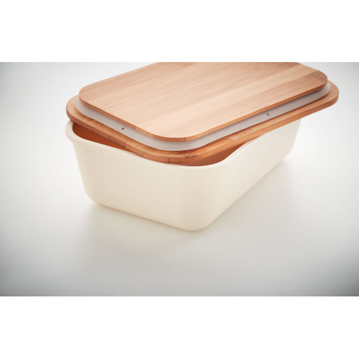 Lunch box with bamboo lid Beige item detail picture