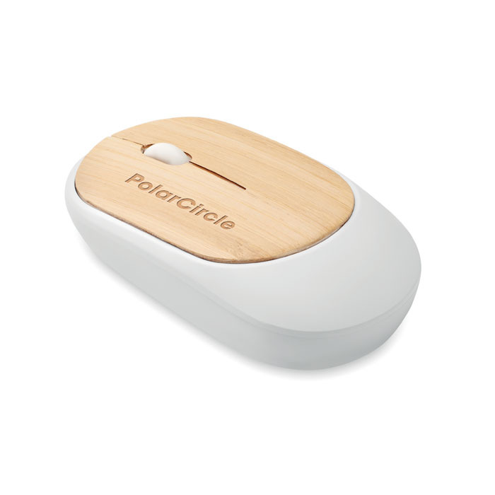 Wireless mouse in bamboo Bianco item picture printed