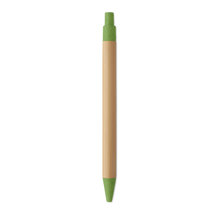 Push button ball pen in bamboo Verde item picture 3