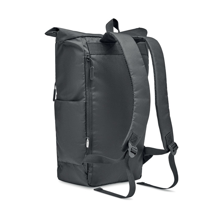 300D RPET rolltop backpack Nero item picture side