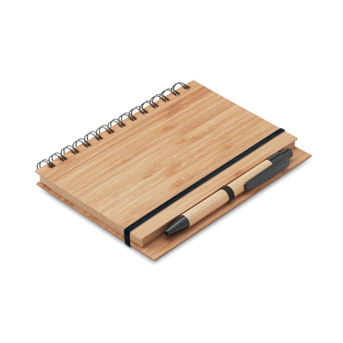 Notebook in bamboo con penna wood item picture side