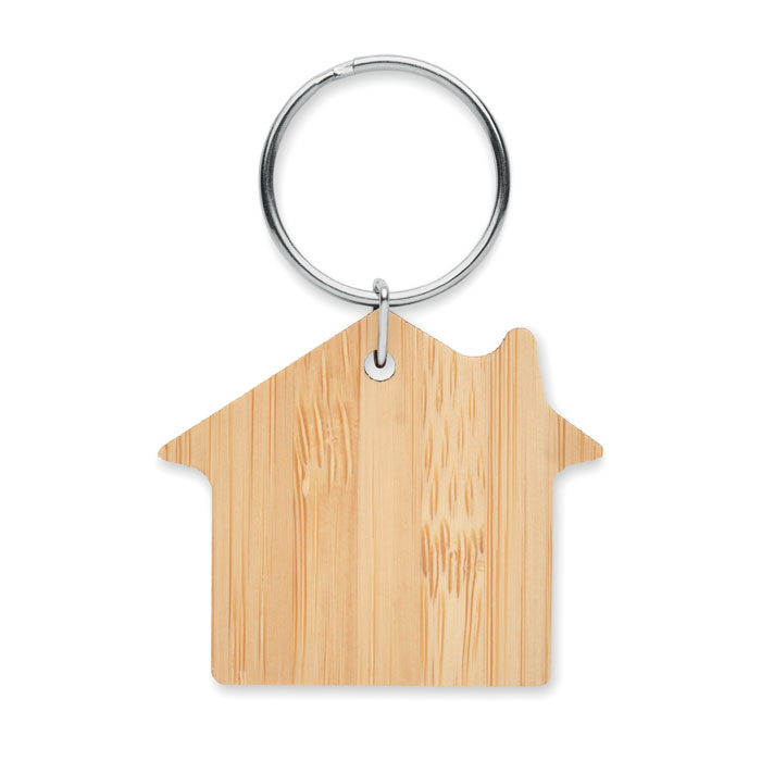 House shaped bamboo key ring Legno item picture side