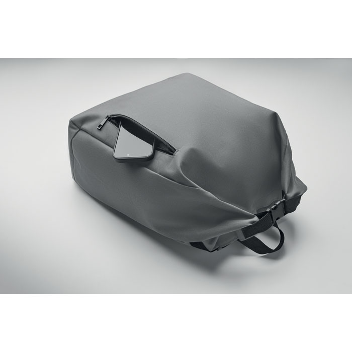 15'' roll top laptop backpack Grigio Pietra item picture open