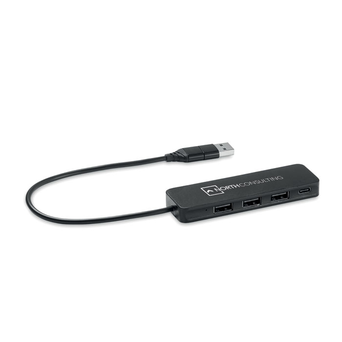Hub USB-C a 4 porte black item picture printed