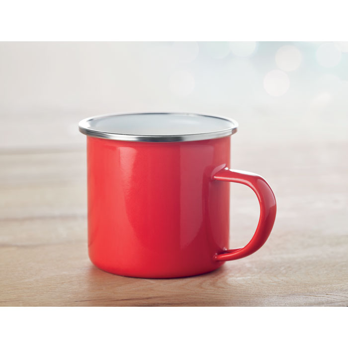 Metal mug with enamel layer Rosso item ambiant picture
