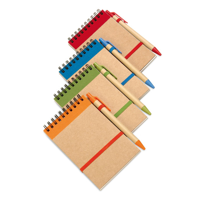 A6 recycled notepad with pen Arancio item picture top