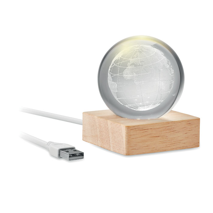 Palla di vetro a globo LED Legno item picture back