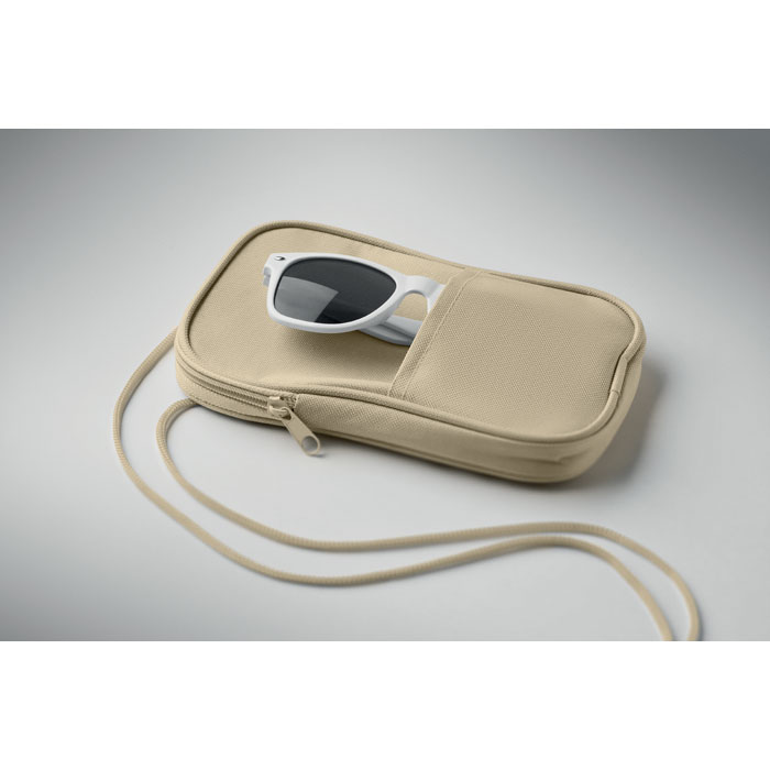 RPET cross body travel pouch Beige item detail picture