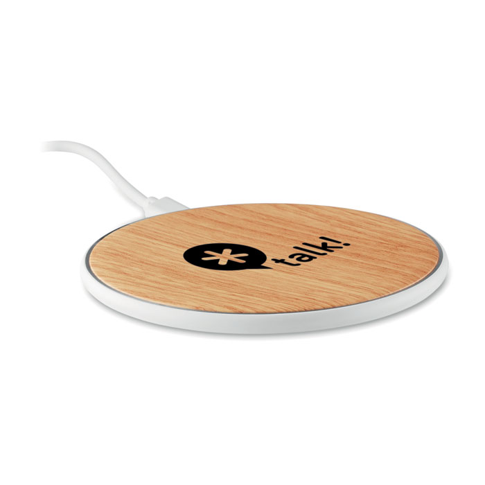 Wireless charger round 5W Bianco item picture printed