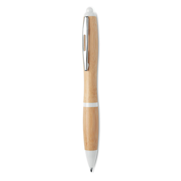 Penna a sfera in ABS e bamboo white item picture back