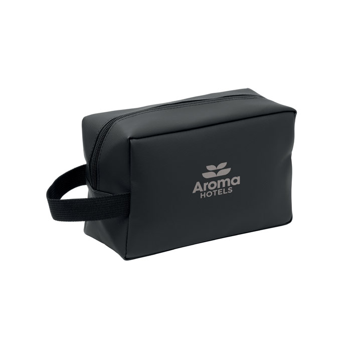 Beauty case in 600D RPET Nero item picture printed