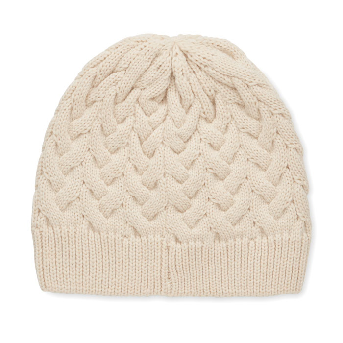Cable knit beanie in RPET Beige item picture side