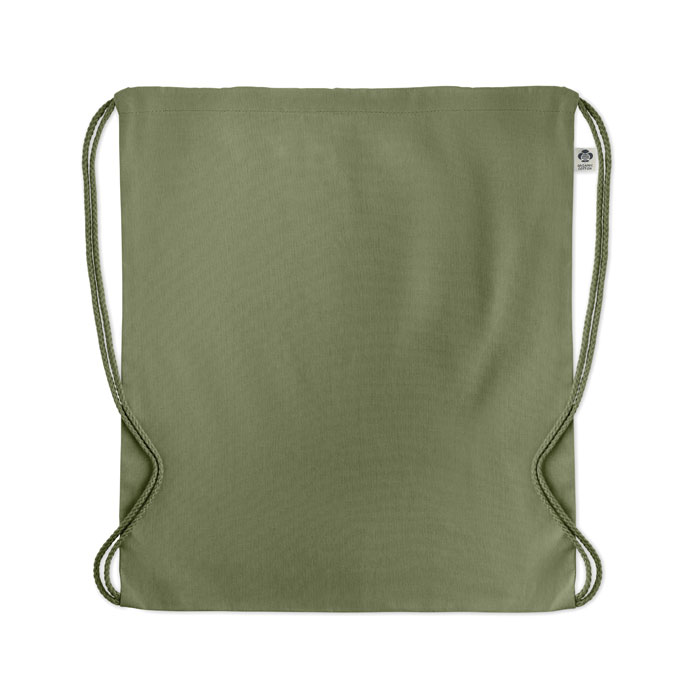 Borsa con coulisse in cotone or Verde item picture side