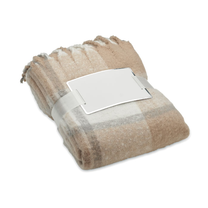 Coperta in mohair a scacchi Beige item picture open