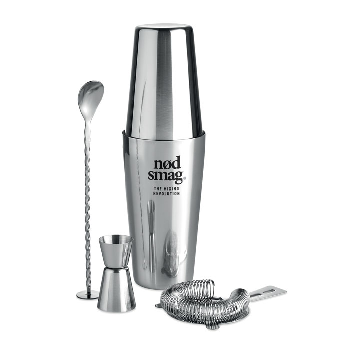 Set cocktail 750ml shiny silver item picture printed