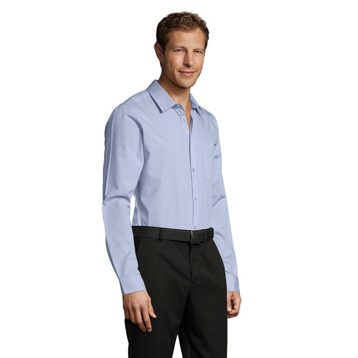 BALTIMORE FIT POPLIN SHIRT Celeste item picture side