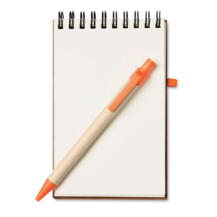 A6 recycled notepad with pen Arancio item picture side