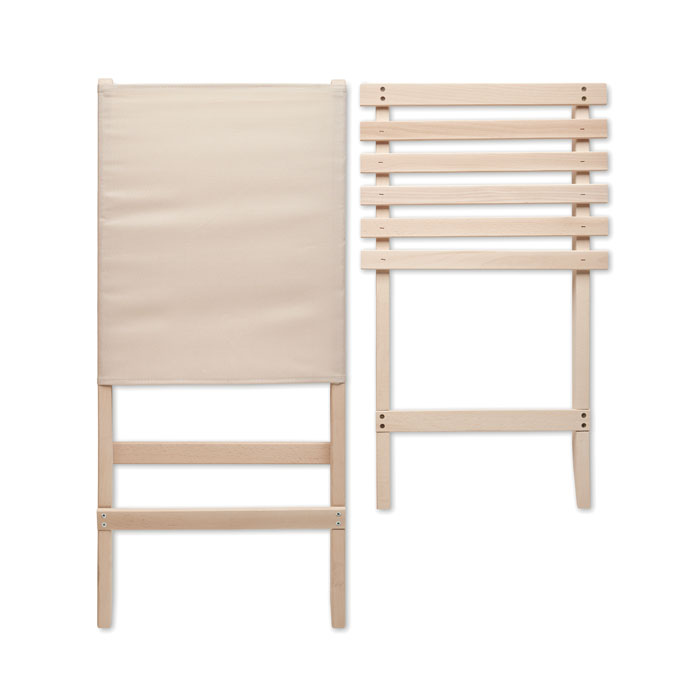 Foldable wooden beach chair Beige item picture top