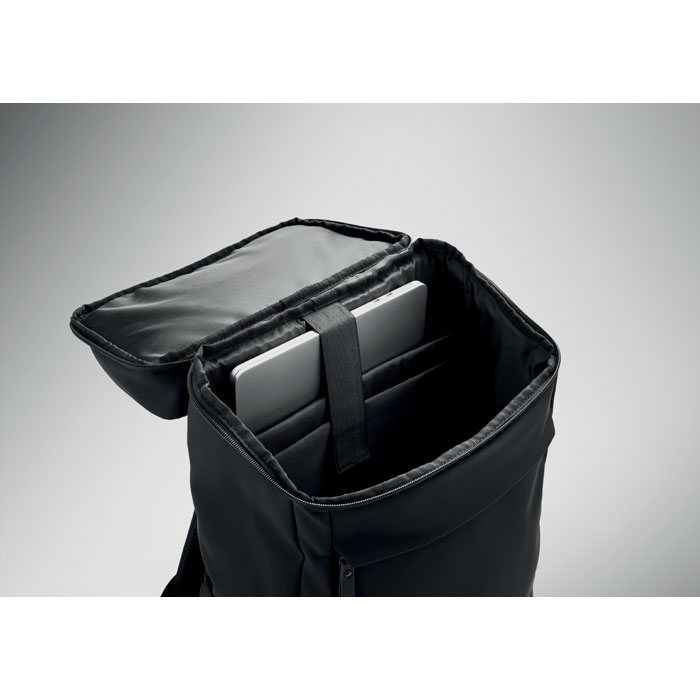 15" PU laptop backpack Nero item picture open