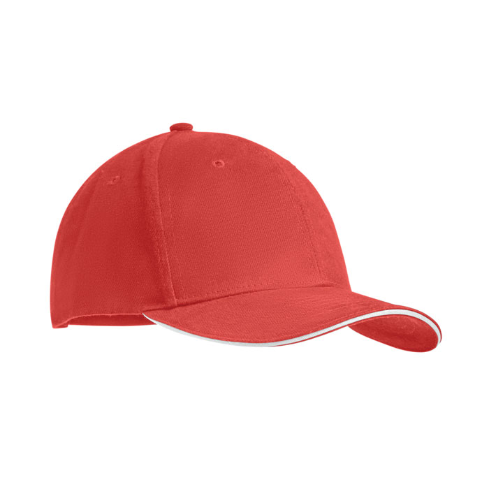 Brushed heavy cotton 6 panel Ba Bianco/Rosso item picture front