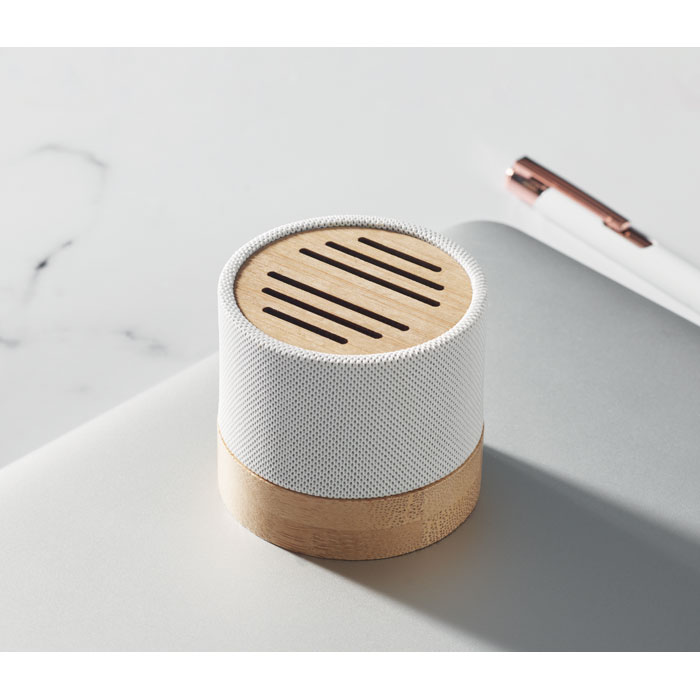 Speaker wireless Bamboo RPET Bianco item ambiant picture