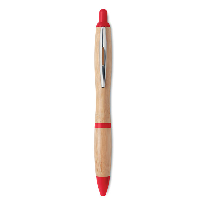 Penna a sfera in ABS e bamboo red item picture front