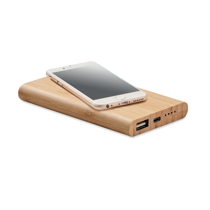 4000 mAh Bamboo power bank Legno item picture side