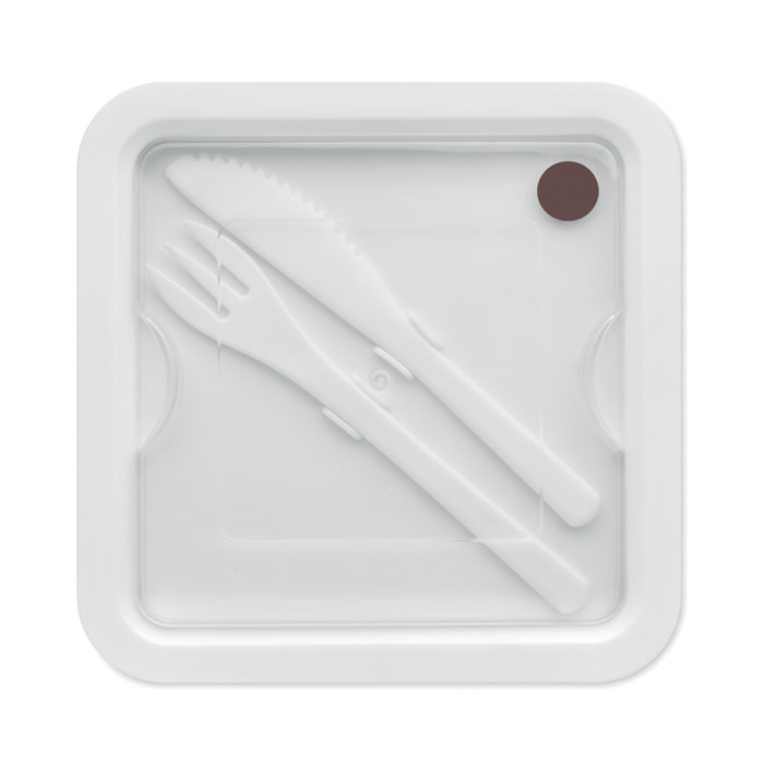 Lunch box with cutlery 600ml Bianco item picture open
