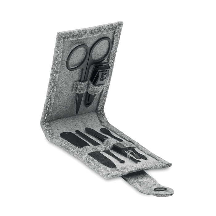 Set manicure 6 pezzi in feltro Grigio item picture front