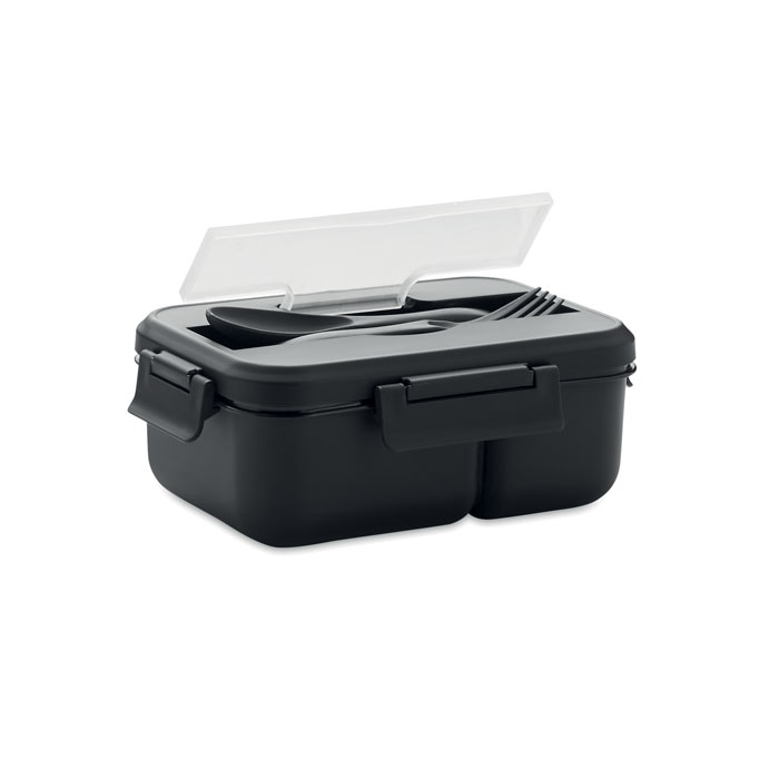 Lunch box with cutlery in PP Nero item picture side