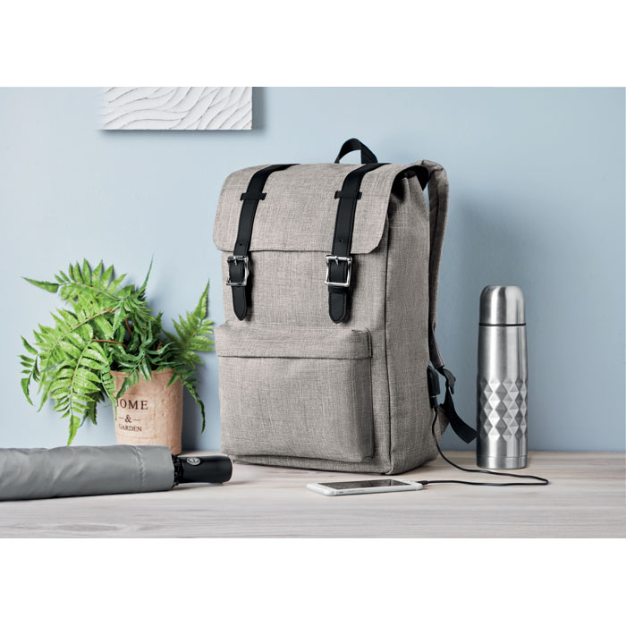 Backpack in 600D polyester Grigio item ambiant picture