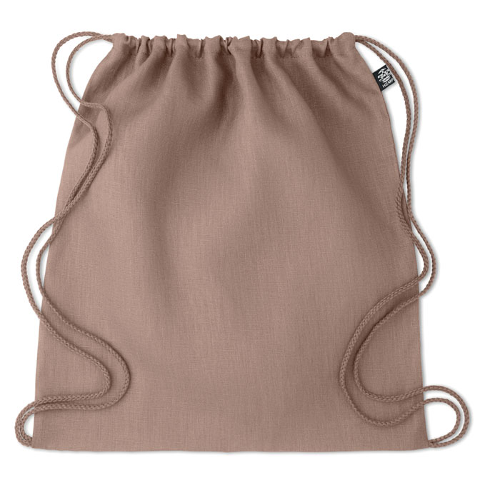 Hemp drawstring bag 200 gr/m² brown item picture front