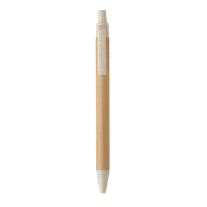 Push button ball pen in bamboo Beige item picture top