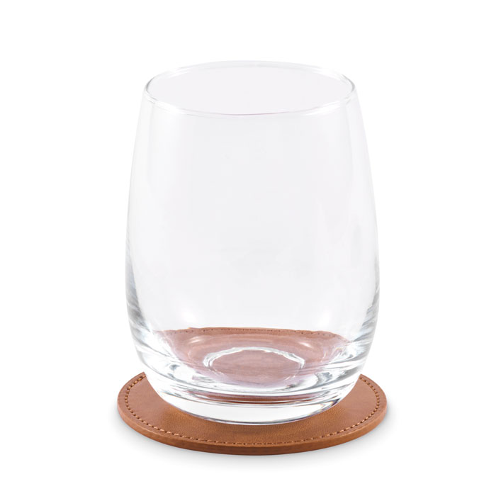 Round coaster in PU Marrone item picture 2