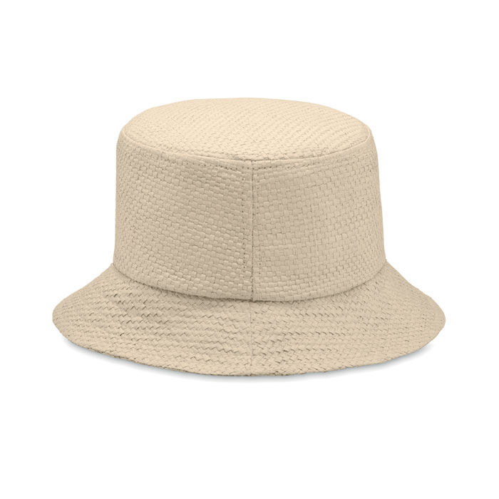 Paper straw bucket hat Beige item picture open