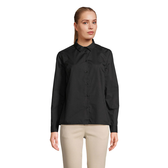 BAILEY WOMEN POPLIN SHIRT Nero item picture front