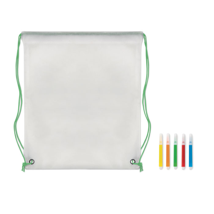 Non woven kids bag with pens Lime item picture side