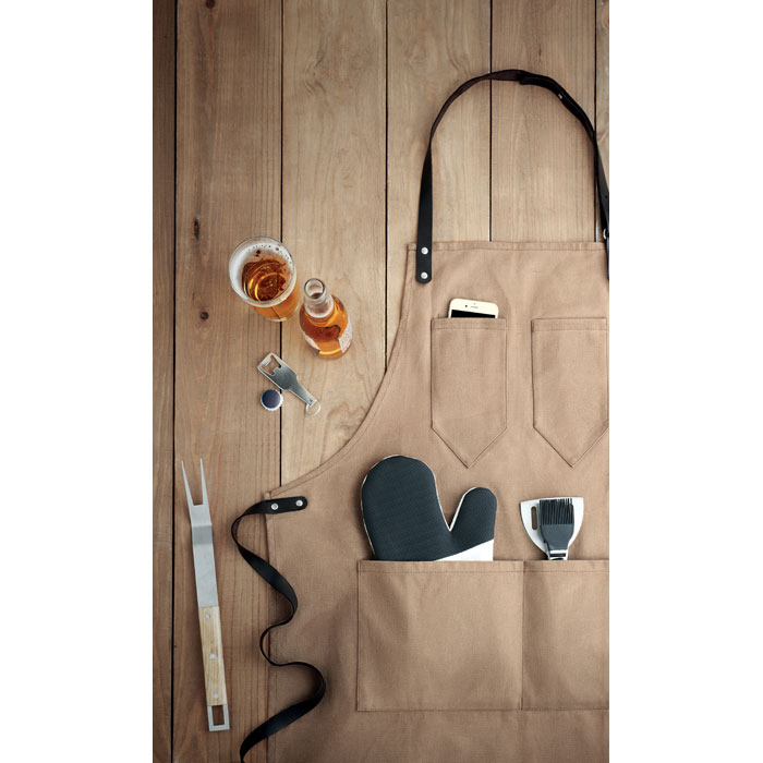 Apron in leather Taupe item ambiant picture