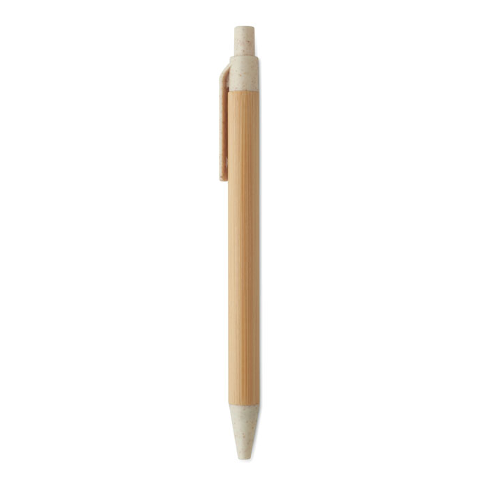 Push button ball pen in bamboo Beige item picture 2