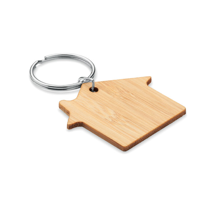 House shaped bamboo key ring Legno item picture front