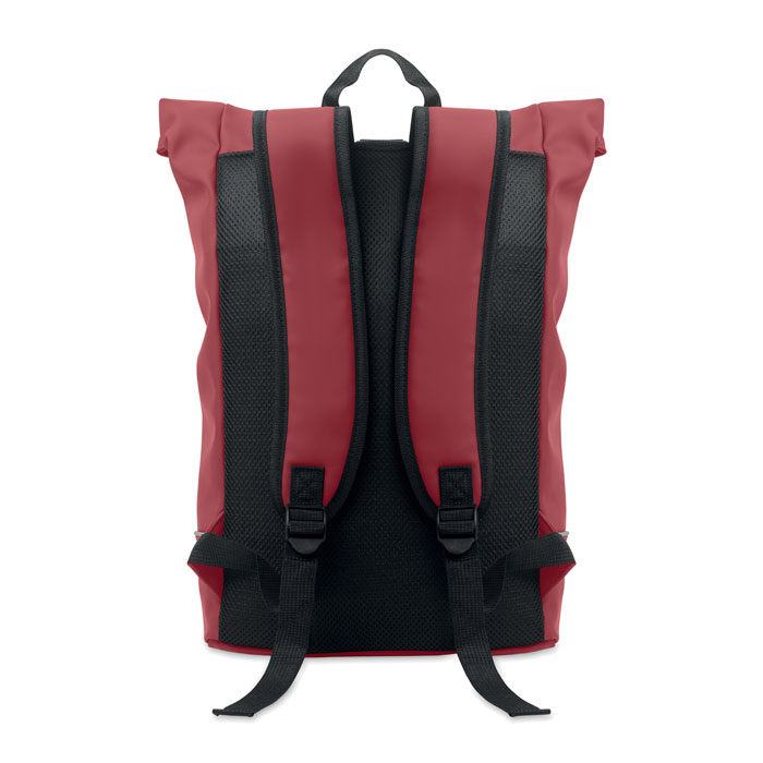 Zaino in PU rolltop per laptop Borgogna item picture back