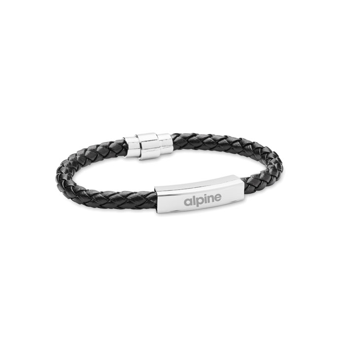 Braided faux leather bracelet Nero item picture printed