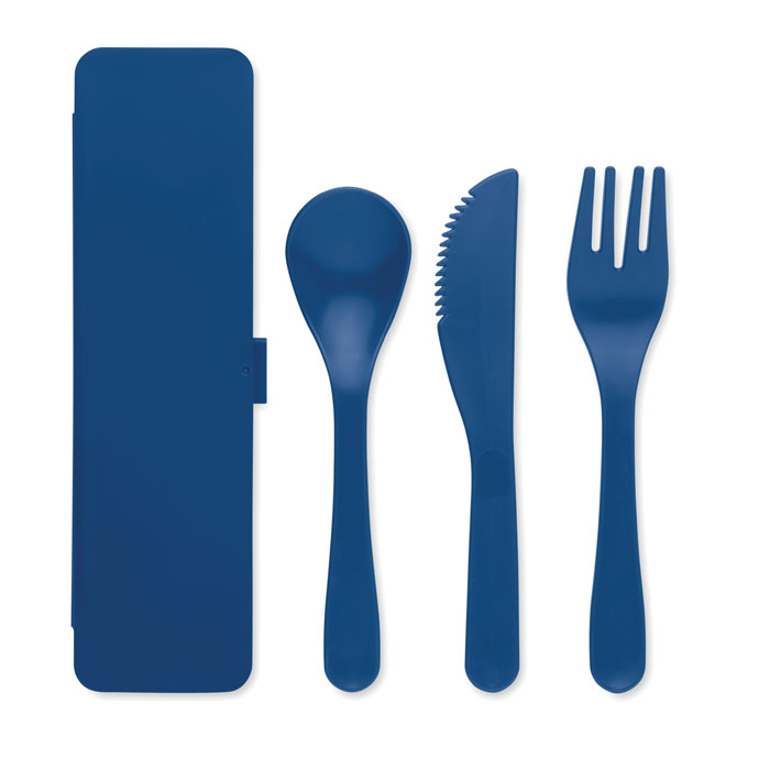 Cutlery set recycled PP Blu item picture top