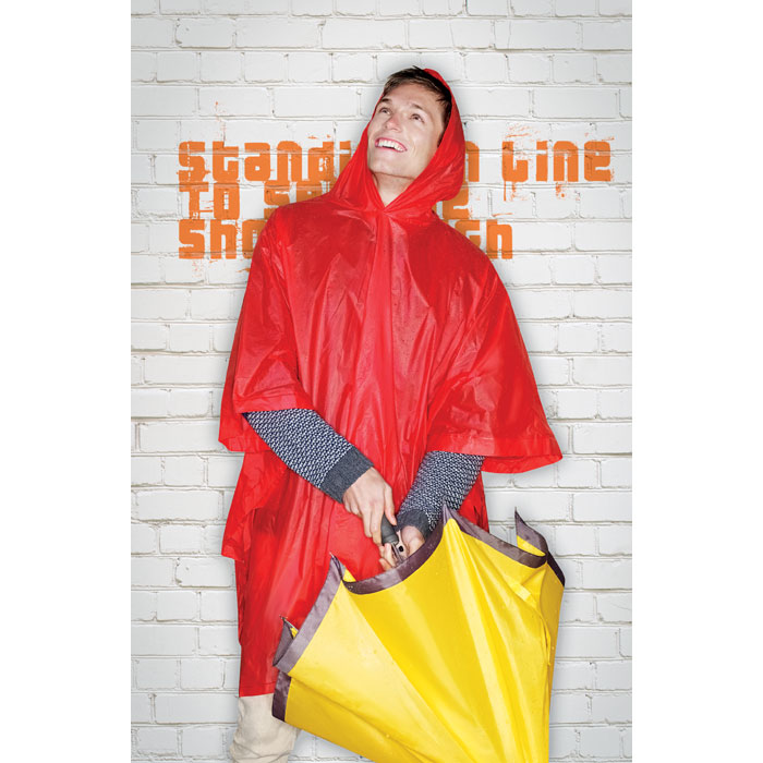 Raincoat in pouch red item ambiant picture