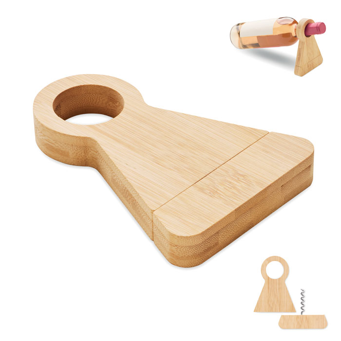 Bamboo bottle stand & opener Legno item picture front